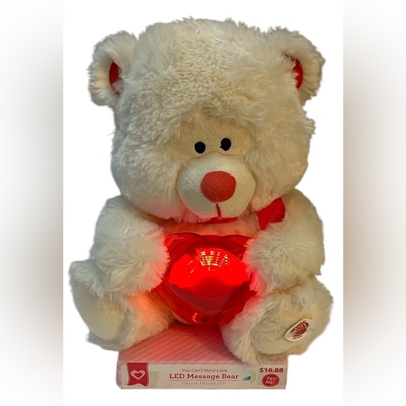 Cuddly White Teddy Bear with Red Nose and Light-Up Singing Heart - Picture 9 of 11